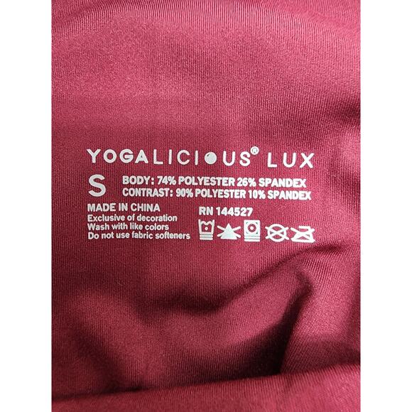 NEW Yogalicious Lux High Rise Ankle Leggings Size S Red Burnt Cranberry Stretch - Picture 6 of 12